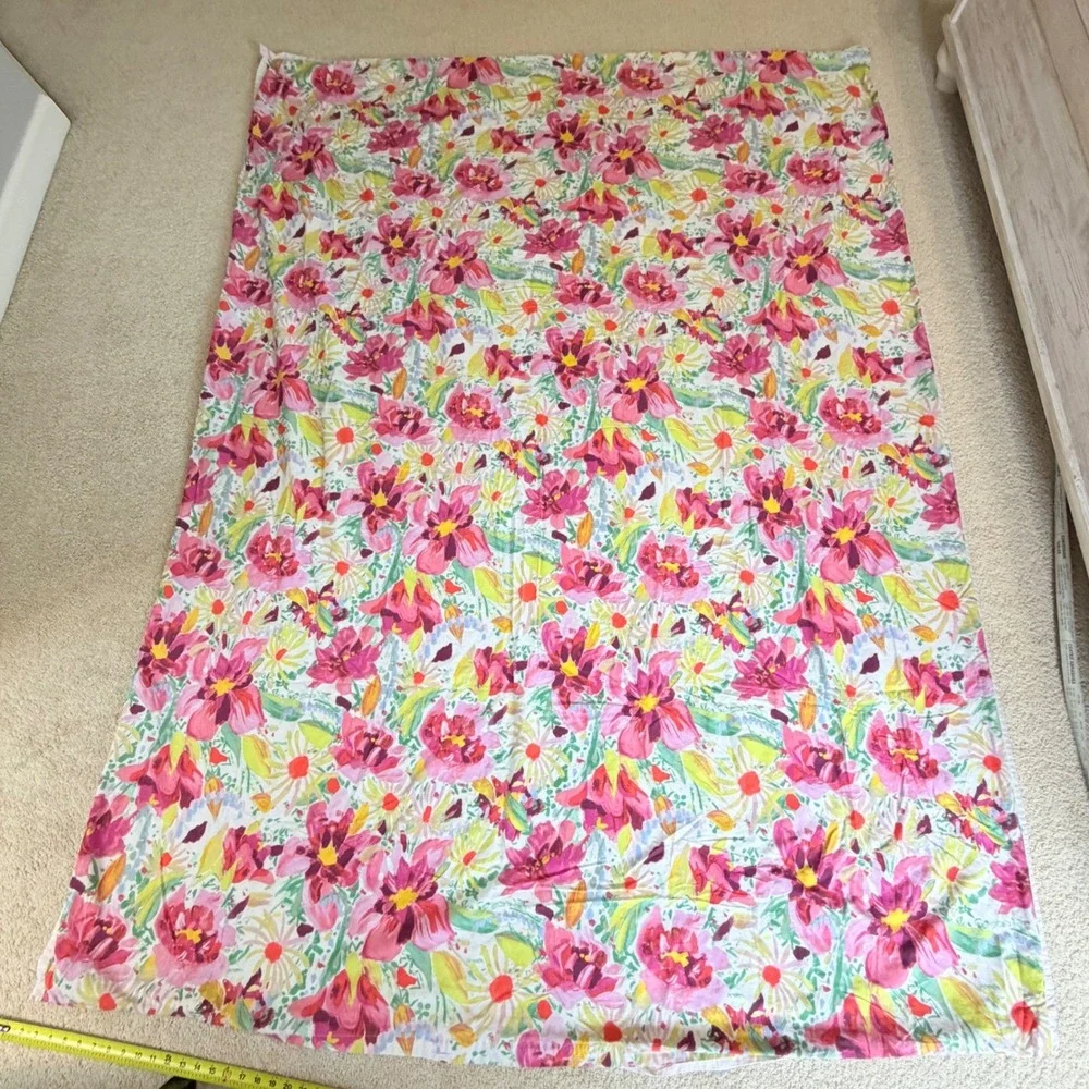 Opalhouse Twin Duvet Cover Pink Yellow Floral Reversible Stripe 100% Cotton Boho
